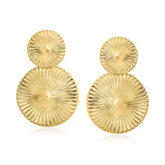Ross-Simons Italian 18kt Gold Over Sterling Double-Disc Drop Earrings