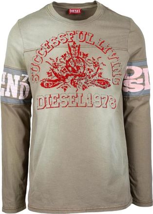 Diesel tshirt - Heren - Sweatshirts - Groen - L - Katoen - Hoodies & sweatvesten