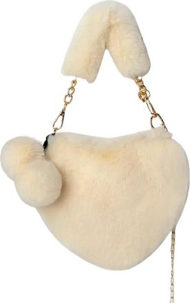 Generic Womens Plush Bags Plush Handbag Heart Shaped Shoulder Crossbody Bag Autumn Winter Versatile Coin Purse Soft(Beige White)