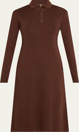 Loro Piana Lyskamm Long-Sleeve Silk Polo Dress