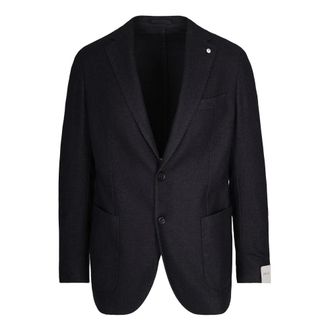 Lubiam Blazers, male, Gray, Size: M Grey Wool Cashmere Blend Jacket