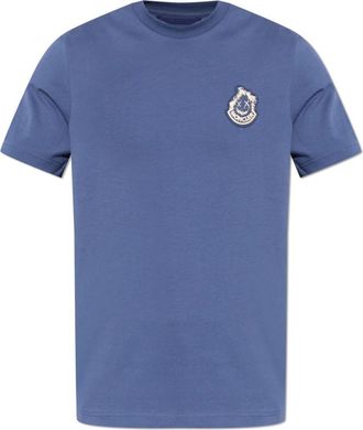 Moncler T-shirt met logopatch - Heren - T-shirts - Blauw - XL - Katoen - Tops