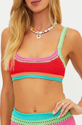 Beach Riot Milana Crochet Bikini Top in Aqua Haze Crochet at Nordstrom, Size X-Large