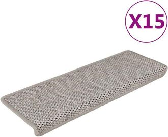 vidaXL Tappeti Autoadesivi Scale Aspetto Sisal 15 pz 65x21x4cm Argento - Vidaxl