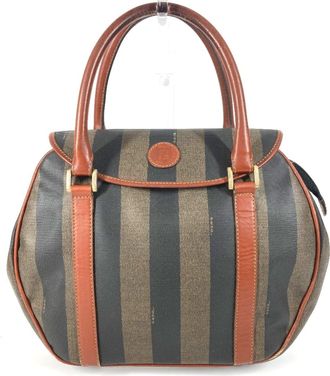 Fendi Pequin Brown Khaki Pvc Leather Handbag Tote Bag (Pre-Owned)