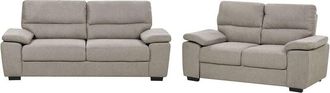 Beliani Living Room Set 5 Seater VOGAR Fabric Light Brown