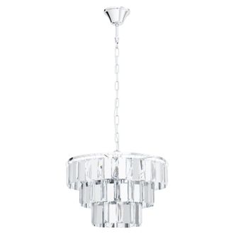 Loops Pendant Ceiling Light Colour Chrome Shade Clear Crystal Bulb E14 5x40W