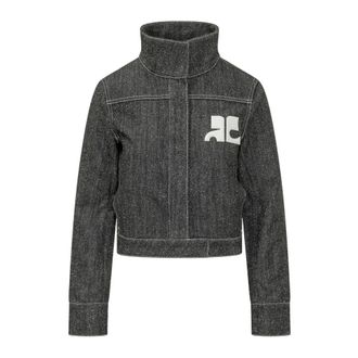 Courr&egrave;ges Jassen, Dames, Zwart, S, Denim, Denim Tweed Jas