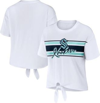 WEAR by Erin Andrews Womens WEAR by Erin Andrews White Seattle Kraken Front Knot T-Shirt at Nordstrom, Size X-Large