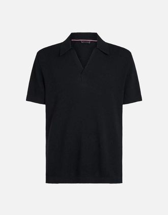 Tommy Hilfiger Mens Tommy Hilfiger Knitted Polo Shirt Cover-Up, Desert Sky - Black - Size: 35/34/40