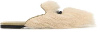 Dolce & Gabbana Shearling And Suede Slippers - Dames - Pantoffels - Beige - 41 EU - Leer - Schoenen