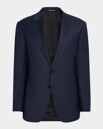 Emporio Armani Men & apos;s Wool Stretch Plaid G Line Sport Coat