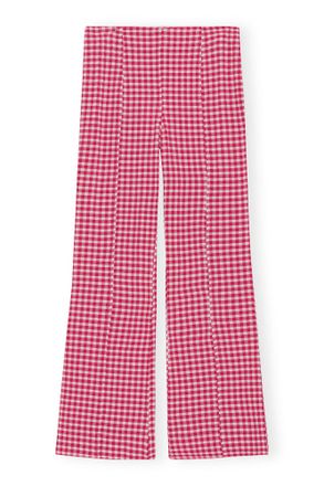 Ganni Stretch Seersucker Cropped Pants - Size 32 Pink