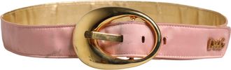 Dolce & Gabbana Pink Satin Leather Oval Metal Buckle Womens Belt (Pre-Owned)