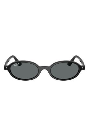 Ray-Ban 51mm Polarized Oval Sunglasses in Black /Dark Grey Polar at Nordstrom