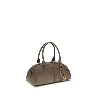 Chlo&eacute; Womens Bowling Shoulder Bag Gray Calf Leather Bos