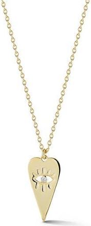Sphera Milano 14K Gold Plated Cubic Zirconia Evil Eye Heart Pendant Necklace at Nordstrom Rack