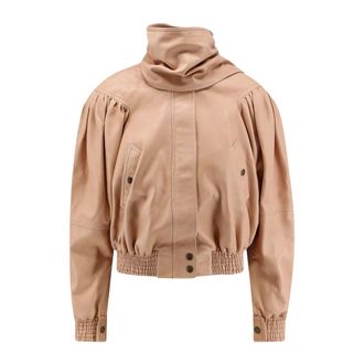 Chlo&eacute; Cropped Sjaal Jas - Dames - Leren en Su&egrave;de Jassen - Roze - M - Leer - Jassen