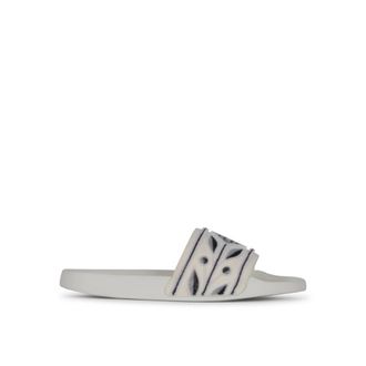 Casablanca Geborduurde Pool Slide - Heren - Sandalen - Wit - 41 EU - Katoen - Schoenen