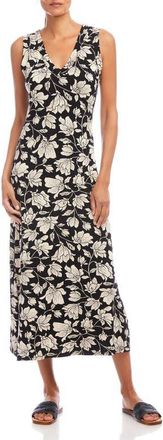 Karen Kane Sleeveless V-Neck Midi Dress in Black at Nordstrom, Size Medium P