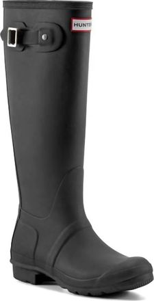 Hunter Womens Original Waterproof Round Toe Buckle Tall Boots In Black