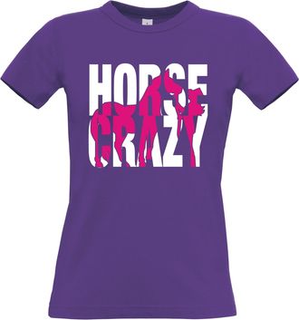 Edward Sinclair XL (38/39) Purple T-Shirt Horse Crazy with White and Hot Pink Print