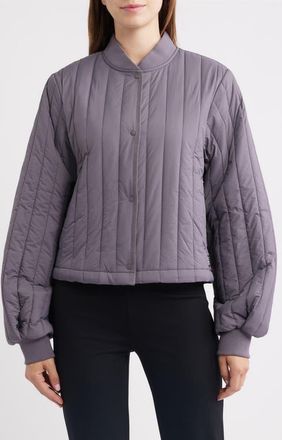 Rains Banja Quilted Liner Bomber Jacket in Violet Steel at Nordstrom, Size X-Small