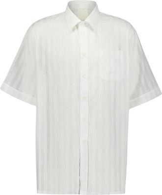 Givenchy Gestreept Katoenen Voile Kortemouw Overhemd - Heren - Korte mouwen Overhemden - Wit - XL - Katoen - Overhemden