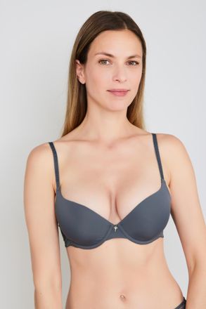 Joop T-Shirt-BH JOOP Beautiful, Damen, Gr. 70, Cup C, grau (anthra), Obermaterial: 52% Polyamid, 40% Polyester, 8% Elasthan, unifarben, Basic, comfort fit,