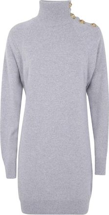 Balmain Eco Cashmere Korte Jurk - Dames - Kleedjes - Grijs - M - Kleedjes