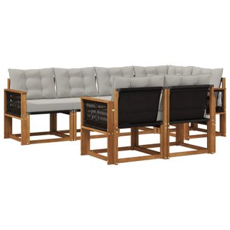 vidaXL Conjunto De Sof&aacute;s De Exterior 7 Pcs Natural Y Gris Claro Vidaxl