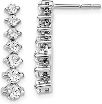 Diamond2Deal 14K White Gold 1 1/2 ct Lab Grown Diamond Graduating Drop Dangle Earrings VS Clarity, G-H Color