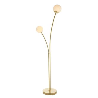 Loops Floor Lamp Light Satin Brass & Opal Glass 2 x 3W LED G9 Complete Lamp in Clear