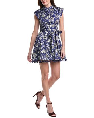 Alice & Olivia Alice + Olivia Lucy Cuffed Cap Sleeve Mini Shirt Dress