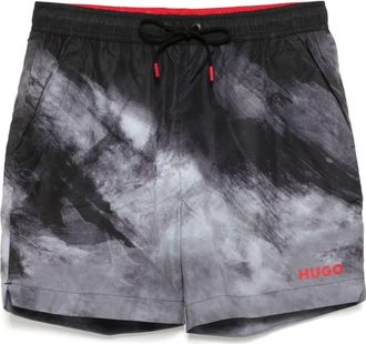 BOSS graphic print swim shorts - men - Polyester/Polyester - S - Grey
