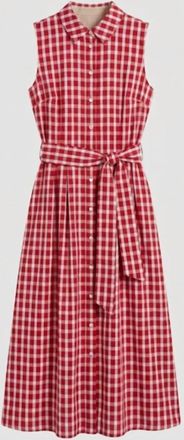 Pinch Design Womens Gingham Button Down Dress In Red/khaki