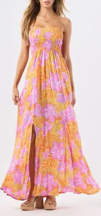 Tiare Hawaii Emilia Strapless Maxi Dress in Honduras Gold at Nordstrom, Size X-Small/small