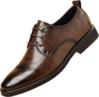 Generic Men Oxford Dress Shoes Large Size Classic British Retro Design Stylish Leather Upper Comfortable Fit for Business Office or Formal Events(Brown,10.5)