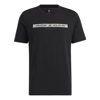 adidas Alphabet Pattern Printing Round Neck Short Sleeve Black HE9944