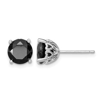 Diamond2Deal Sterling Silver Rhodium-plated Black Sapphire Earrings