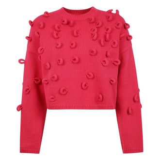 J.W.Anderson Truien & Vesten, Dames, Rood, M, Boxy Gebreide Trui met Strikdetails