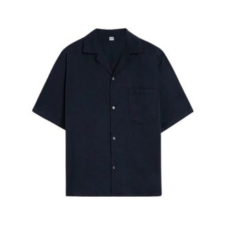 Aspesi Jarvis Shirt - Heren - Korte mouwen Overhemden - Blauw - L - Katoen - Overhemden