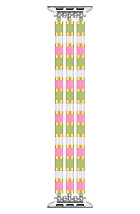 Posh Tech Slim Beaded Bracelet Apple Watch Watchband in Pink at Nordstrom