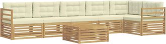 vidaXL Conjunto De Sof&aacute;s De Exterior 7 Uds. Blanco Y Crema Poli&eacute;ster Vidaxl