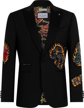 Philipp Plein Blazer - Heren - Blazers - Zwart - 5XL - Wol - Jassen