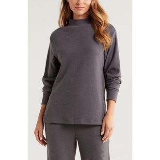 Zella Cozy Waffle Knit Tunic in Grey Forged at Nordstrom, Size X-Small