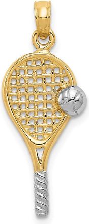 Diamond2Deal 14k Yellow Gold Rhodium Polished Tennis Racquet Pendant