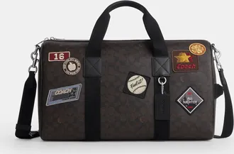 Coach Explorer Duffle Bag 45 In Signature Canvas With Patches