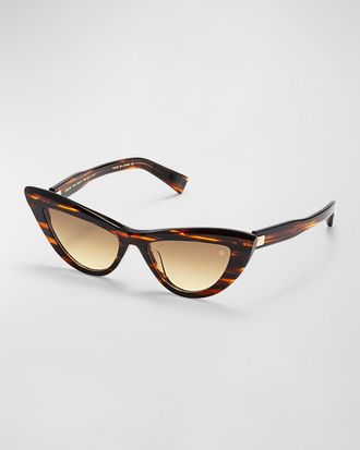 Balmain Gradient Acetate & Titanium Cat-Eye Sunglasses