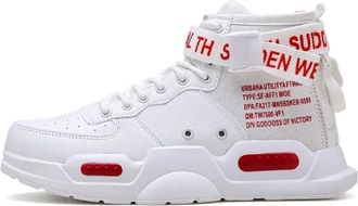 Generic Fashion High-Top Trainers| Zip-Up Sneakers | Walking Jogging Athletic Fitness ((White2, UK Footwear Size System, Adult, Men, Numeric, Medium, 7)